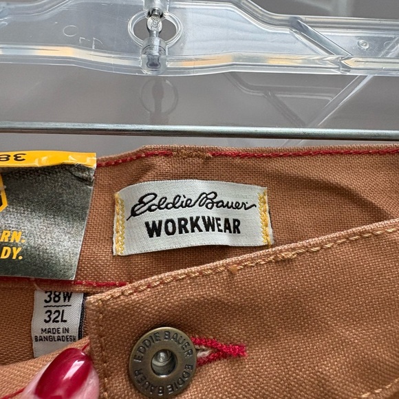 EDDIE BAUER Workwear Rugged Canvas Pants 38 x 32 Ballistic Duck 100% Cotton - Picture 4 of 10